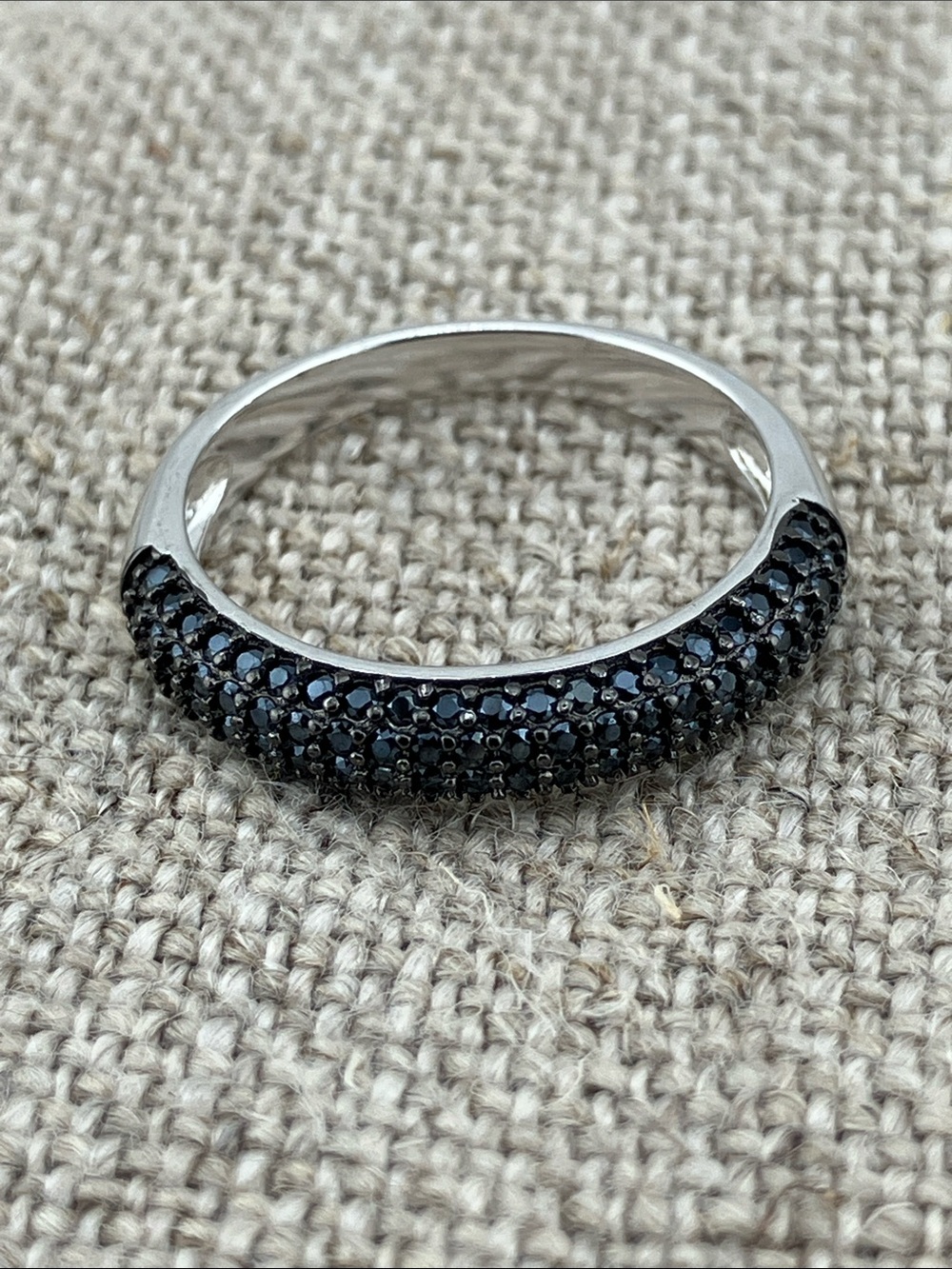 Sterling Silver Black Pave Dome Ring - Women's Jewelry